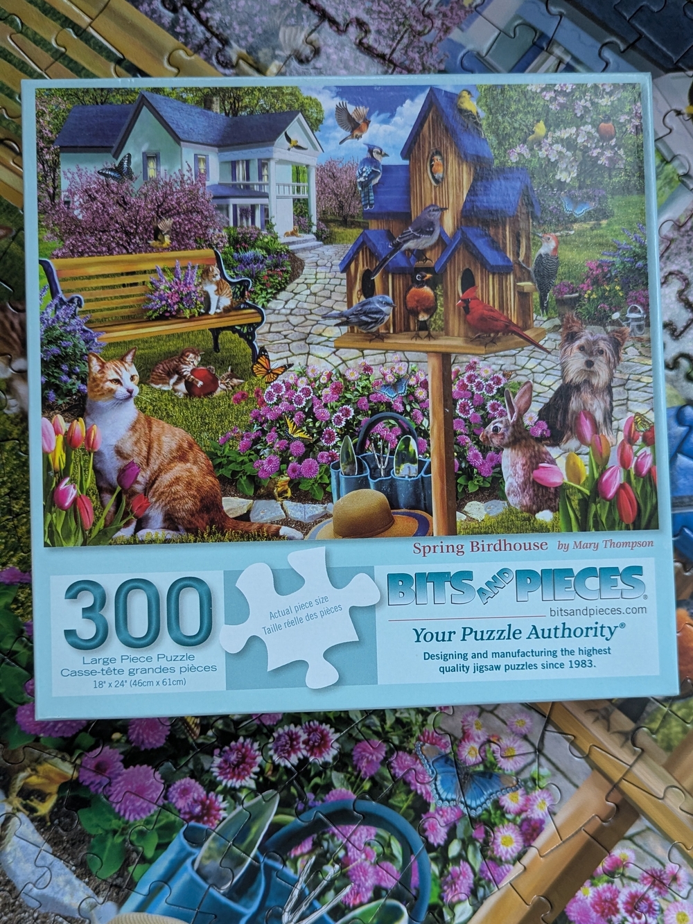 Bits And Pieces "Spring Birdhouse" 300 Large Piece Jigsaw Puzzle Mary Thompson